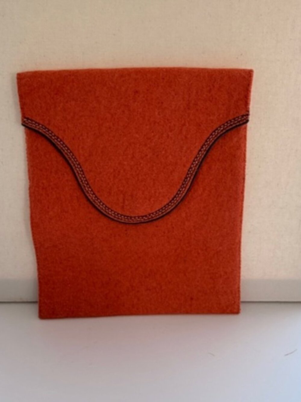 Nepalese Tablet Sleeve Hand-Felted & Embroidered Peach Colored